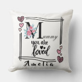 Personalized Floral Mommy Throw Pillow クッション (正面)