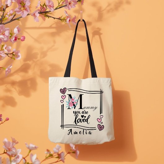 Personalized Floral Mommy Tote Bag トートバッグ