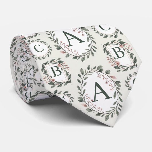 Personalized Floral Monogram  ネクタイ (ロール)