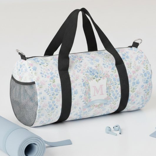 Personalized Floral Monogram Bag ダッフルバッグ