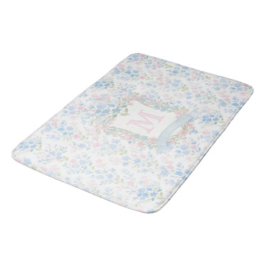 Personalized Floral Monogram Bath Mat バスマット (アングル)