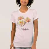 Personalized Floral Monogram Hand Drawn Roses Art Tシャツ (正面)