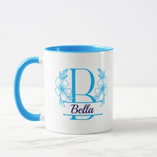 Personalized Floral Monogram Letter B Mug - Custom マグカップ (左)