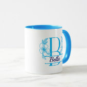 Personalized Floral Monogram Letter B Mug - Custom マグカップ (正面右)