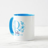 Personalized Floral Monogram Letter B Mug - Custom マグカップ (正面左)