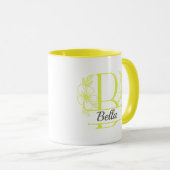 Personalized Floral Monogram Letter B Mug - Custom マグカップ (正面右)