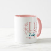 Personalized Floral Monogram Letter B Mug - Custom マグカップ (正面右)