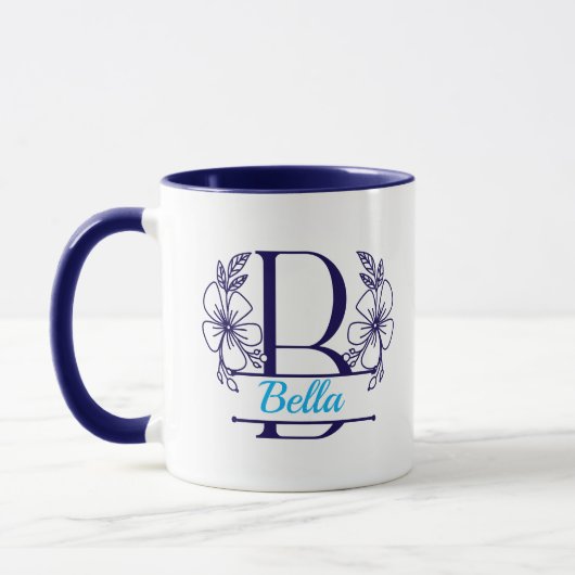 Personalized Floral Monogram Letter B Mug - Custom マグカップ (左)