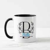 Personalized Floral Monogram Letter B Mug - Custom マグカップ (左)