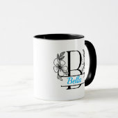 Personalized Floral Monogram Letter B Mug - Custom マグカップ (正面右)