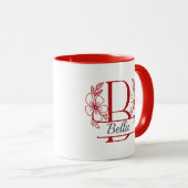 Personalized Floral Monogram Letter B Mug - Custom マグカップ (正面右)