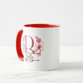 Personalized Floral Monogram Letter B Mug - Custom マグカップ (正面左)