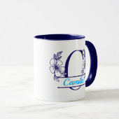 Personalized Floral Monogram Letter C Mug - Custom マグカップ (正面右)