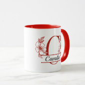 Personalized Floral Monogram Letter C Mug - Custom マグカップ (正面右)
