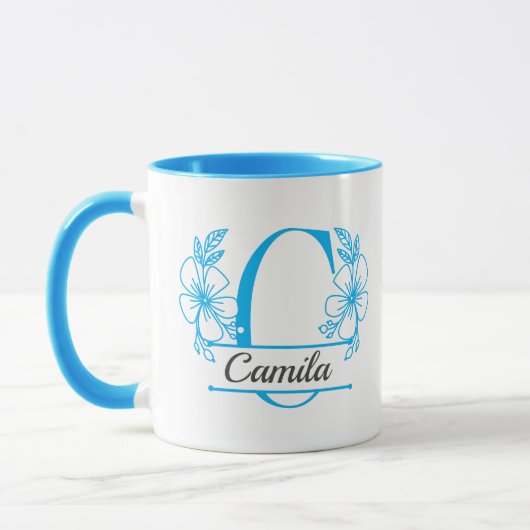 Personalized Floral Monogram Letter C Mug - Custom マグカップ (左)