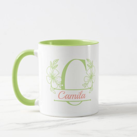 Personalized Floral Monogram Letter C Mug - Custom マグカップ (左)