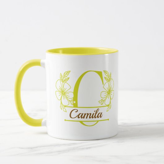 Personalized Floral Monogram Letter C Mug - Custom マグカップ (左)
