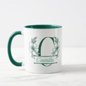 Personalized Floral Monogram Letter C Mug - Custom マグカップ (左)