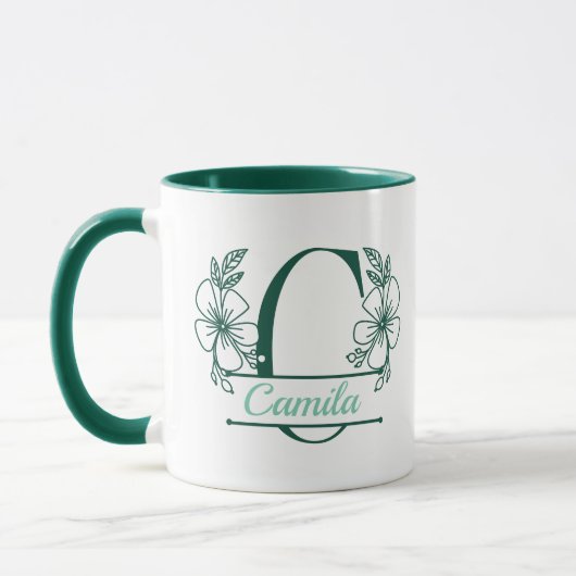 Personalized Floral Monogram Letter C Mug - Custom マグカップ (左)