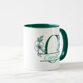 Personalized Floral Monogram Letter C Mug - Custom マグカップ (正面右)