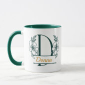 Personalized Floral Monogram Letter D Mug - Custom マグカップ (左)