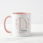 Personalized Floral Monogram Letter D Mug - Custom マグカップ (左)