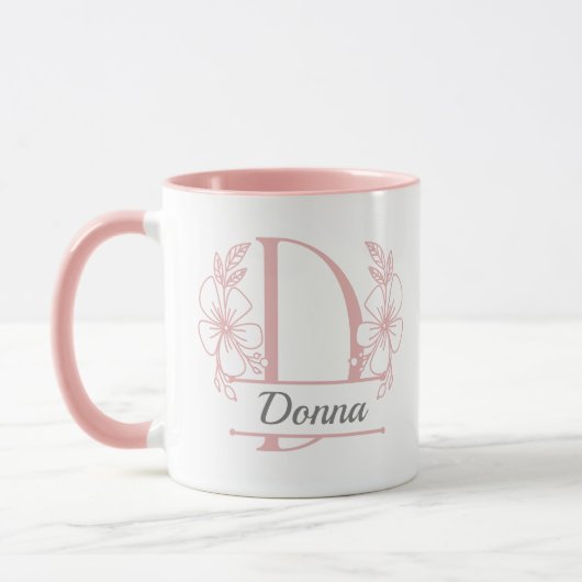 Personalized Floral Monogram Letter D Mug - Custom マグカップ (左)