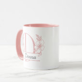 Personalized Floral Monogram Letter D Mug - Custom マグカップ (正面左)