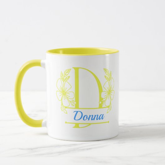 Personalized Floral Monogram Letter D Mug - Custom マグカップ (左)