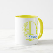 Personalized Floral Monogram Letter D Mug - Custom マグカップ (正面右)