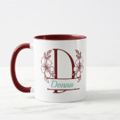 Personalized Floral Monogram Letter D Mug - Custom マグカップ (左)