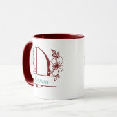Personalized Floral Monogram Letter D Mug - Custom マグカップ (正面左)
