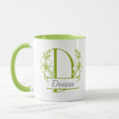 Personalized Floral Monogram Letter D Mug - Custom マグカップ (左)