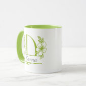 Personalized Floral Monogram Letter D Mug - Custom マグカップ (正面左)