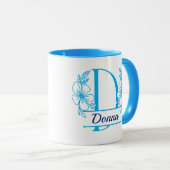 Personalized Floral Monogram Letter D Mug - Custom マグカップ (正面右)