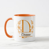 Personalized Floral Monogram Letter D Mug - Custom マグカップ (左)