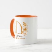 Personalized Floral Monogram Letter D Mug - Custom マグカップ (正面左)