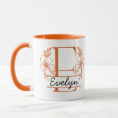 Personalized Floral Monogram Letter E Mug - Custom マグカップ (左)