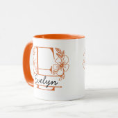Personalized Floral Monogram Letter E Mug - Custom マグカップ (正面左)