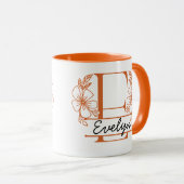 Personalized Floral Monogram Letter E Mug - Custom マグカップ (正面右)