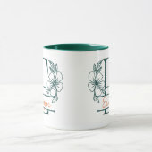Personalized Floral Monogram Letter E Mug - Custom マグカップ (中央)