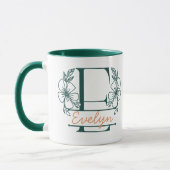 Personalized Floral Monogram Letter E Mug - Custom マグカップ (左)