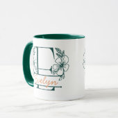 Personalized Floral Monogram Letter E Mug - Custom マグカップ (正面左)