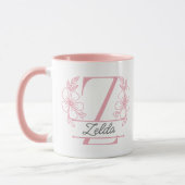 Personalized Floral Monogram Letter Z Mug - Custom マグカップ (左)