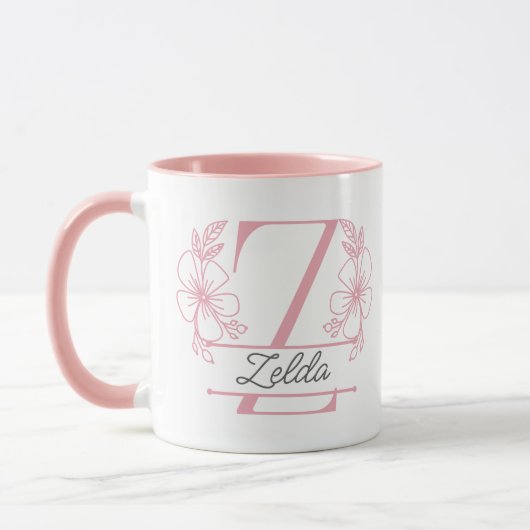 Personalized Floral Monogram Letter Z Mug - Custom マグカップ (左)