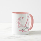 Personalized Floral Monogram Letter Z Mug - Custom マグカップ (正面右)