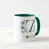 Personalized Floral Monogram Letter Z Mug - Custom マグカップ (正面右)