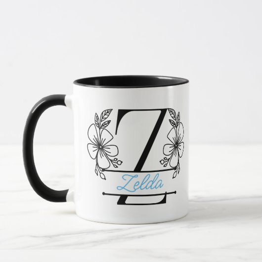 Personalized Floral Monogram Letter Z Mug - Custom マグカップ (左)