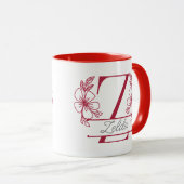 Personalized Floral Monogram Letter Z Mug - Custom マグカップ (正面右)