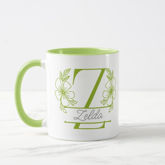 Personalized Floral Monogram Letter Z Mug - Custom マグカップ (左)